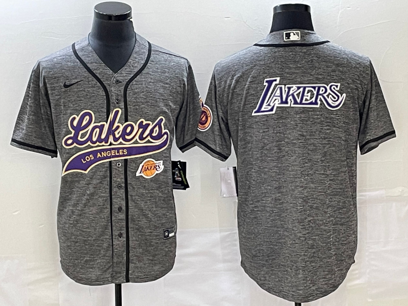 Nike 2023 Men Los Angeles Lakers blank Grey NBA Jersey 2024112004